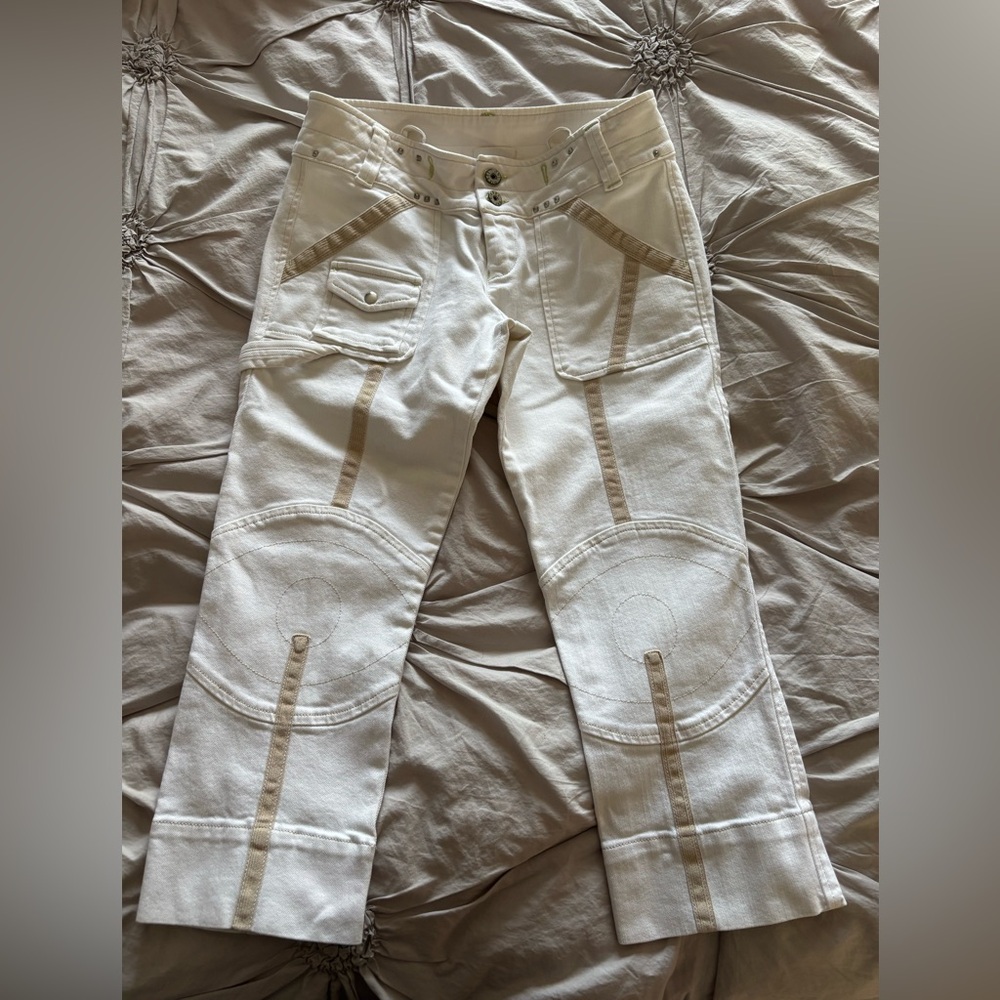 Diesel Cropped White & Tan Capris